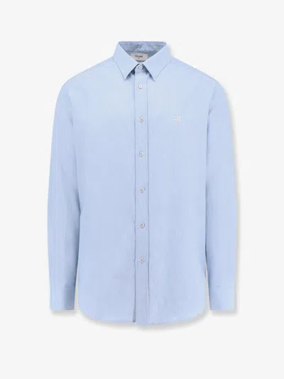 Celine Wide Fit Cotton Shirt In Blue