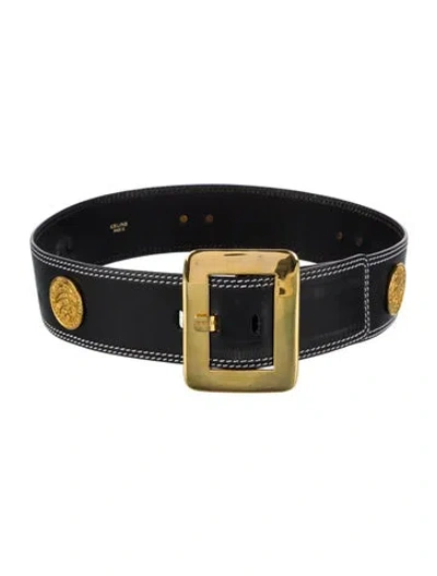 Pre-owned Celine Wide Leather Belt In Black