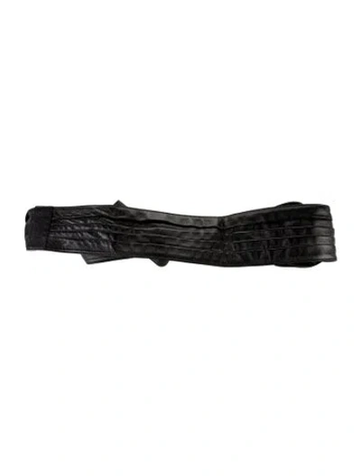 Pre-owned Celine Wide Leather Waist Belt In Black