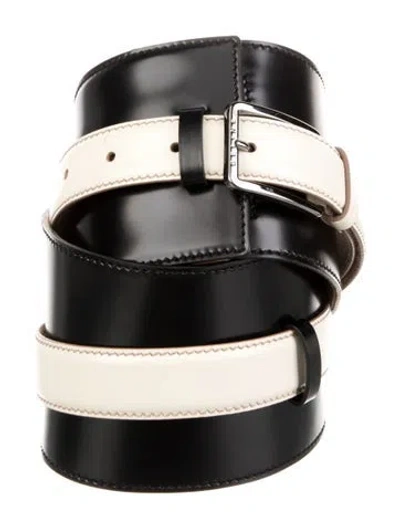 Pre-owned Celine Wide Leather Waist Belt In Black