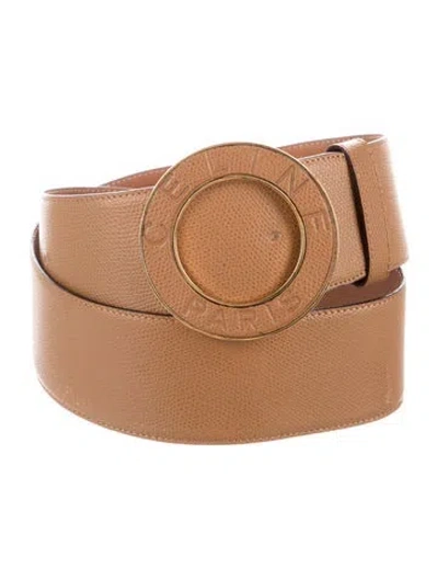 Pre-owned Celine Wide Leather Waist Belt In Brown