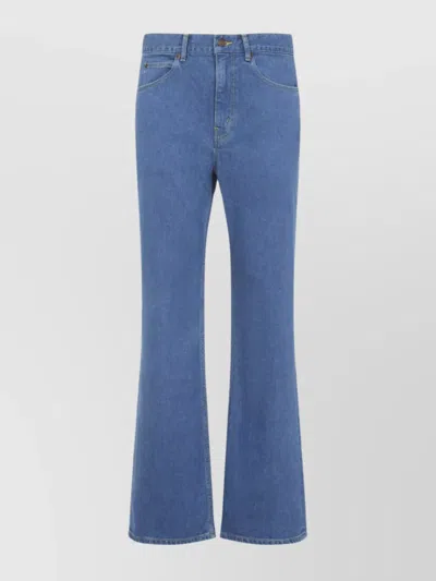 Celine Wide Leg Denim Trousers Pockets In Blue