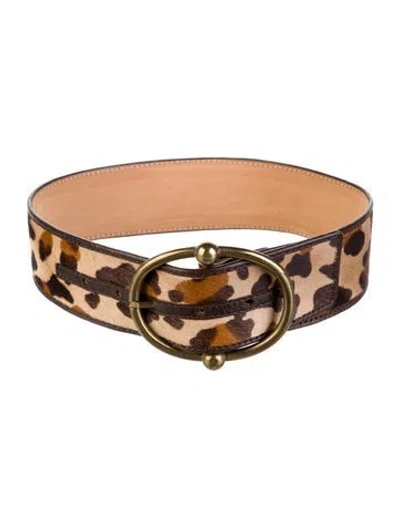 Pre-owned Celine Wide Ponyhair Belt In Brown