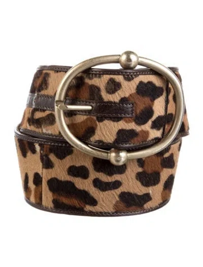 Pre-owned Celine Wide Ponyhair Waist Belt In Brown