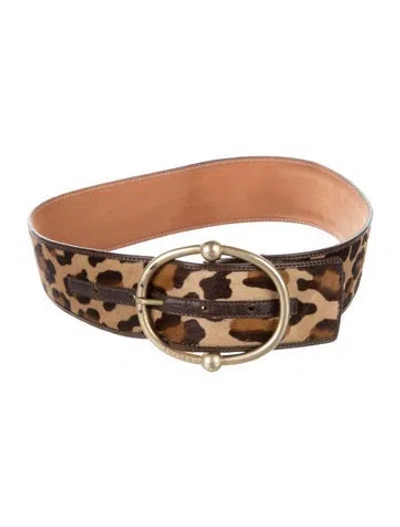 Pre-owned Celine Wide Ponyhair Waist Belt In Brown