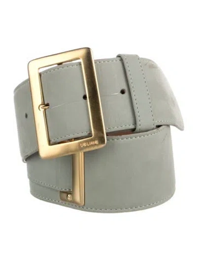 Pre-owned Celine Wide Suede Belt In Blue
