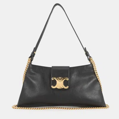 Pre-owned Celine Willturn Clutch 2-way Bag Black Leather