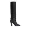 Celine Knee-length Wilters Leather Boots With Ankle Strap 10cm In Black