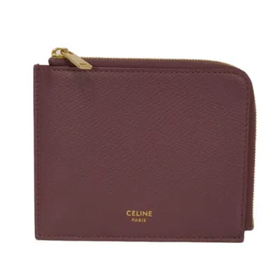 Pre-owned Celine Wine Leather Coin Purse/coin Case () In Burgundy