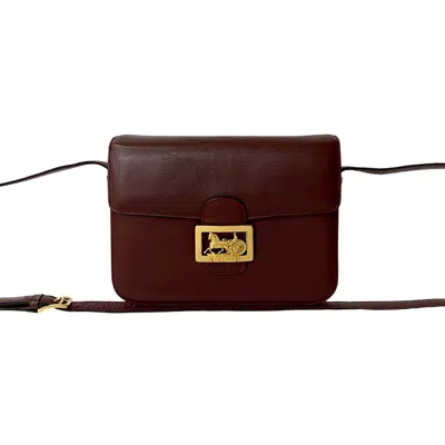 Pre-owned Celine Wine Leather Pochette Shoulder Bag ()