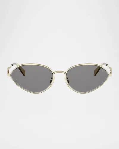 Celine Wire 58mm Oval Sunglasses In Gold