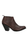 Celine Woman Ankle Boots Chocolate Brown Size 6 Calfskin In Brown