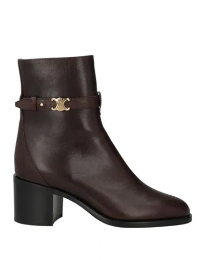 Celine Woman Ankle Boots Dark Brown Size 7.5 Calfskin