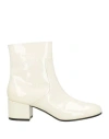 Celine Patent Leather Triomphe Booties With Embossed Logo 5cm In White