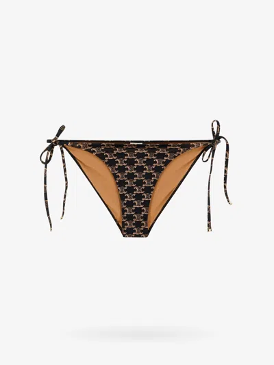 Celine Woman Bikini Slip Woman Brown Swimwear