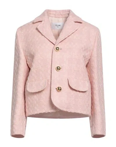 Celine Woman Blazer Blush Size 8 Wool, Polyamide, Mohair Wool In Pink