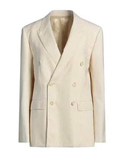 Celine Woman Blazer Cream Size 6 Wool In White