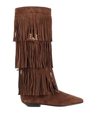 Celine Woman Boot Brown Size 8 Calfskin