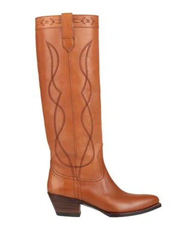 Celine Woman Boot Tan Size 8 Leather In Multi