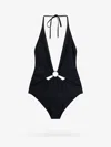 Celine Cut-out One Piece Swimsuit With Golden Effect Details In Black