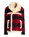 Celine Stylish Checkered Double-breasted Mini Jacket In Red