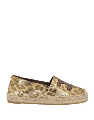 Celine Logo Espadrille In Brown / Gold