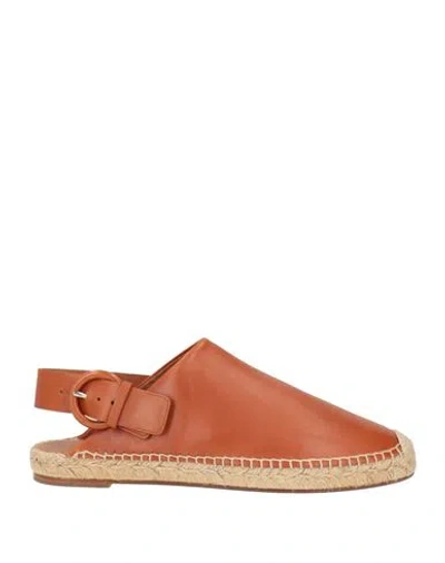 Celine Woman Espadrilles Tan Size 11 Leather In Brown