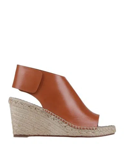 Celine Woman Espadrilles Tan Size 6 Leather In Brown