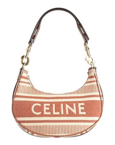 Celine Woman Handbag Brown Size - Cotton, Calfskin