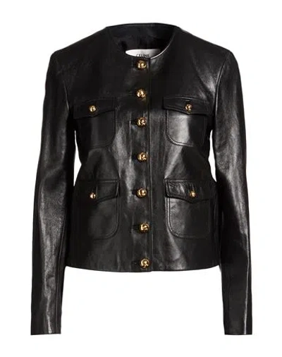 Celine Woman Jacket Black Size 2 Lambskin