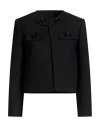 Celine Buttoned Cropped Jacket Round Neck In Black