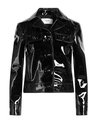 Celine Woman Jacket Black Size 8 Lambskin