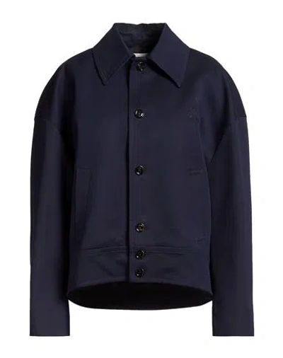 Celine Woman Jacket Midnight Blue Size 6 Cotton, Wool