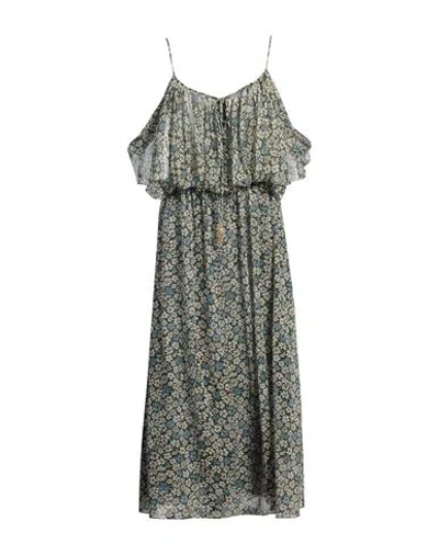 Celine Woman Midi Dress Black Size 8 Silk In Multicolor