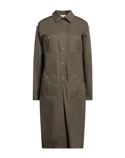 Celine Woman Midi Dress Military Green Size 6 Cotton