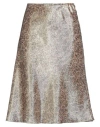 Celine Woman Midi Skirt Beige Size 8 Silk, Metallic Polyester In Beige
