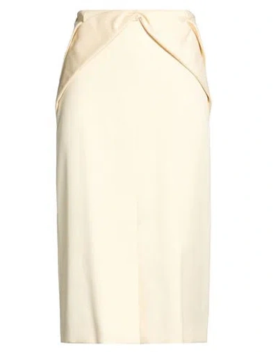 Celine Woman Midi Skirt Ivory Size 6 Silk In White