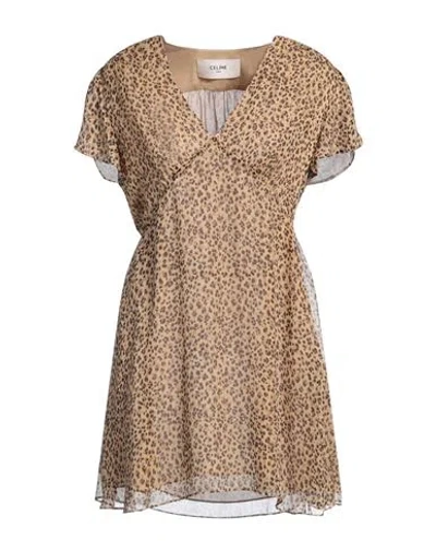 Celine Woman Mini Dress Beige Size 6 Silk
