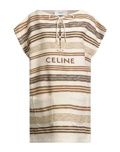 Celine Woman Mini Dress Beige Size M Cotton, Polyamide In Brown