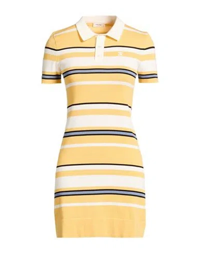 Celine Woman Mini Dress Pastel Yellow Size M Cotton