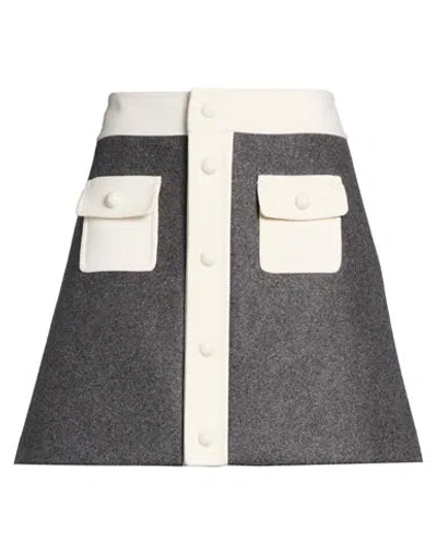 Celine Woman Mini Skirt Grey Size 6 Wool In Gold