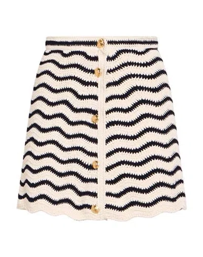 Celine Woman Mini Skirt Ivory Size M Cotton In Neutral