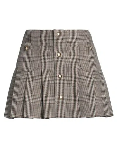 Celine Woman Mini Skirt Khaki Size 4 Linen, Wool In Beige