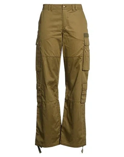 Celine Woman Pants Military Green Size 6 Cotton, Linen