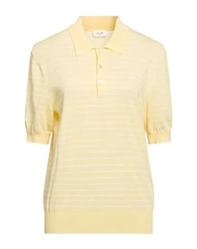 Celine Woman Polo Shirt Pastel Yellow Size L Cotton