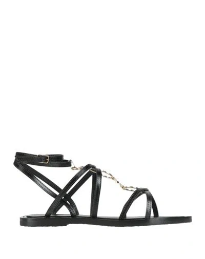 Celine Woman Sandals Black Size 8 Calfskin