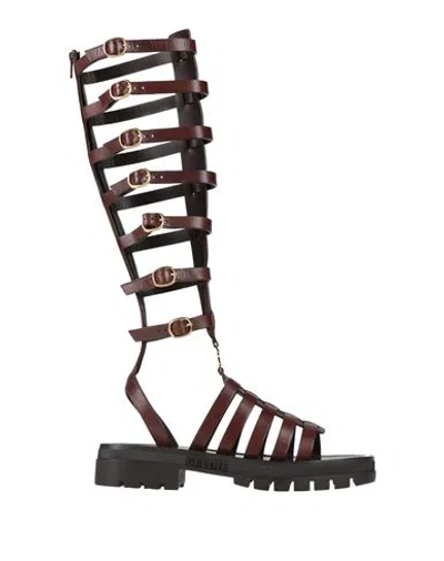 Celine Woman Sandals Dark Brown Size 8 Leather