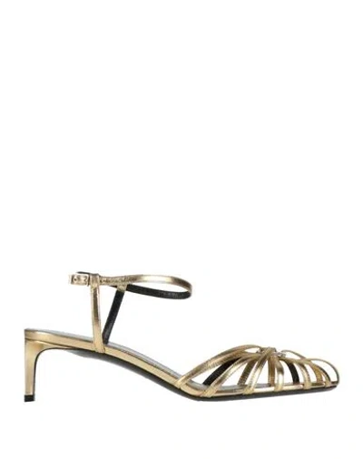 Celine Woman Sandals Gold Size 8 Lambskin