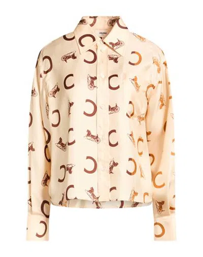 Celine Woman Shirt Apricot Size 4 Silk In Neutral