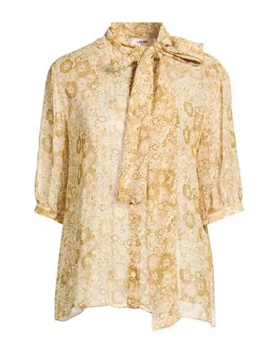 Celine Woman Shirt Beige Size 8 Viscose, Metallic Polyester In Sand